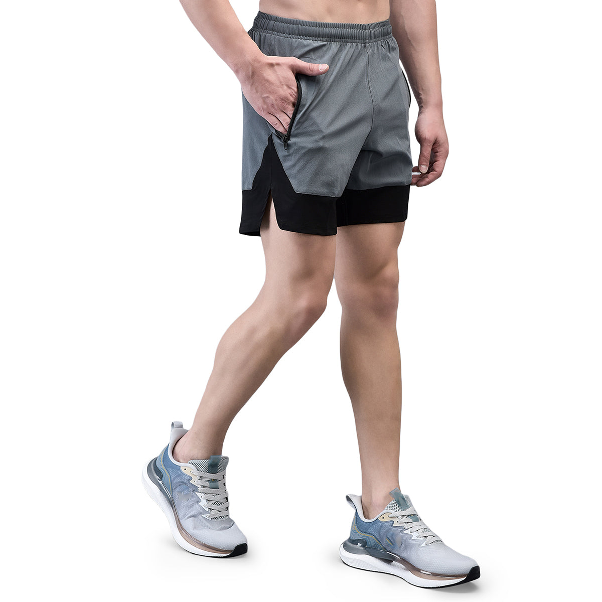 KI Elite Grey Black Training Shorts - Performance Gear for Professional Athletes - KI Sports