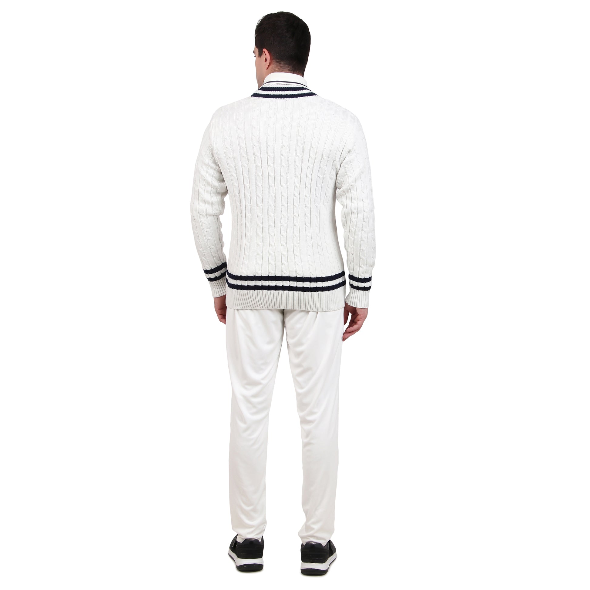 KI Pro Series Full Sleves Cricket White Sweater - Professional Performance for Winter Matches - KI Sports