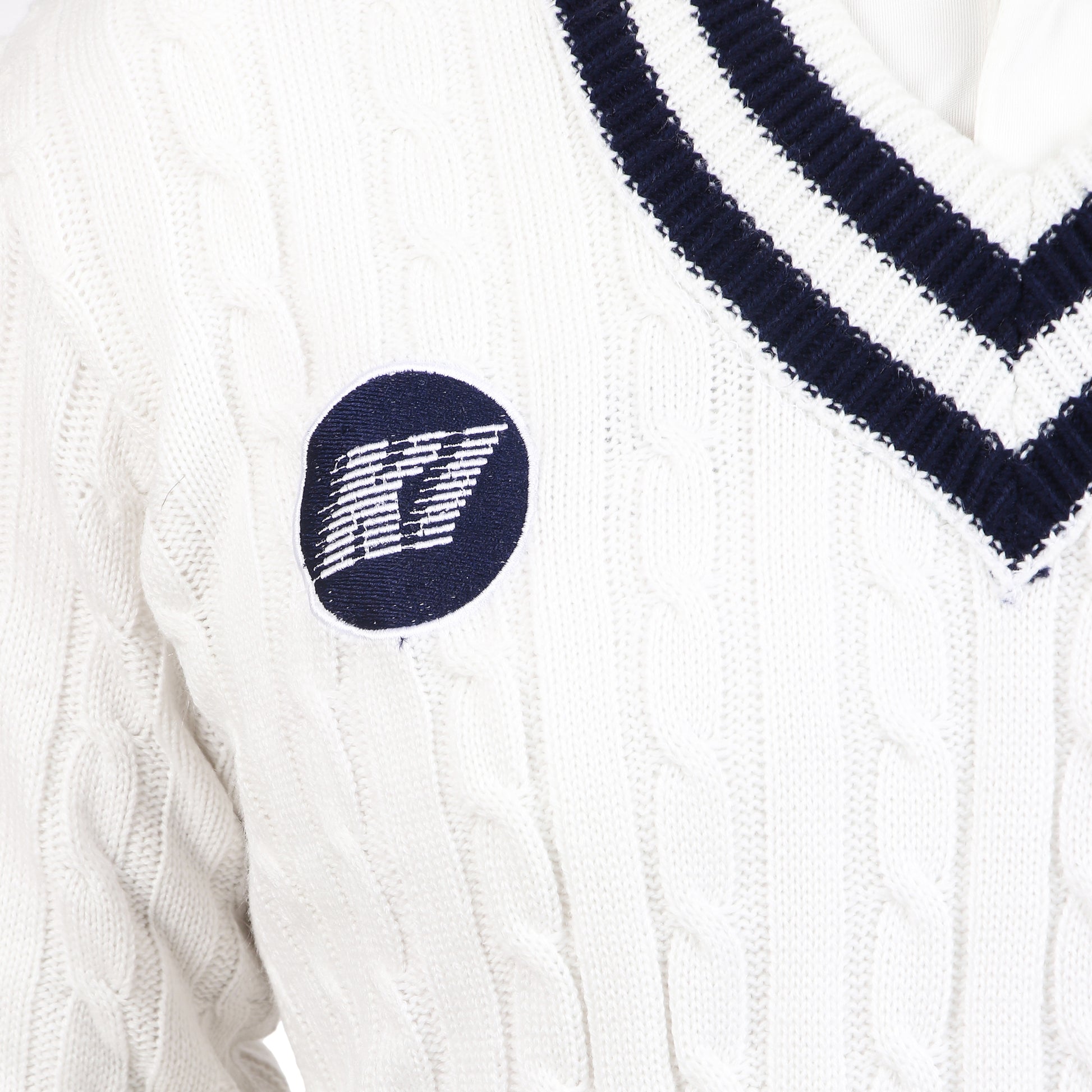 KI Pro Series Full Sleves Cricket White Sweater - Professional Performance for Winter Matches - KI Sports